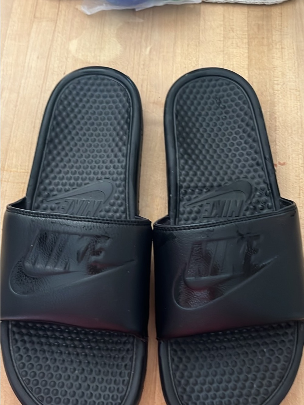 Nike Black Athletic Slide Sandals with Embossed Swoosh